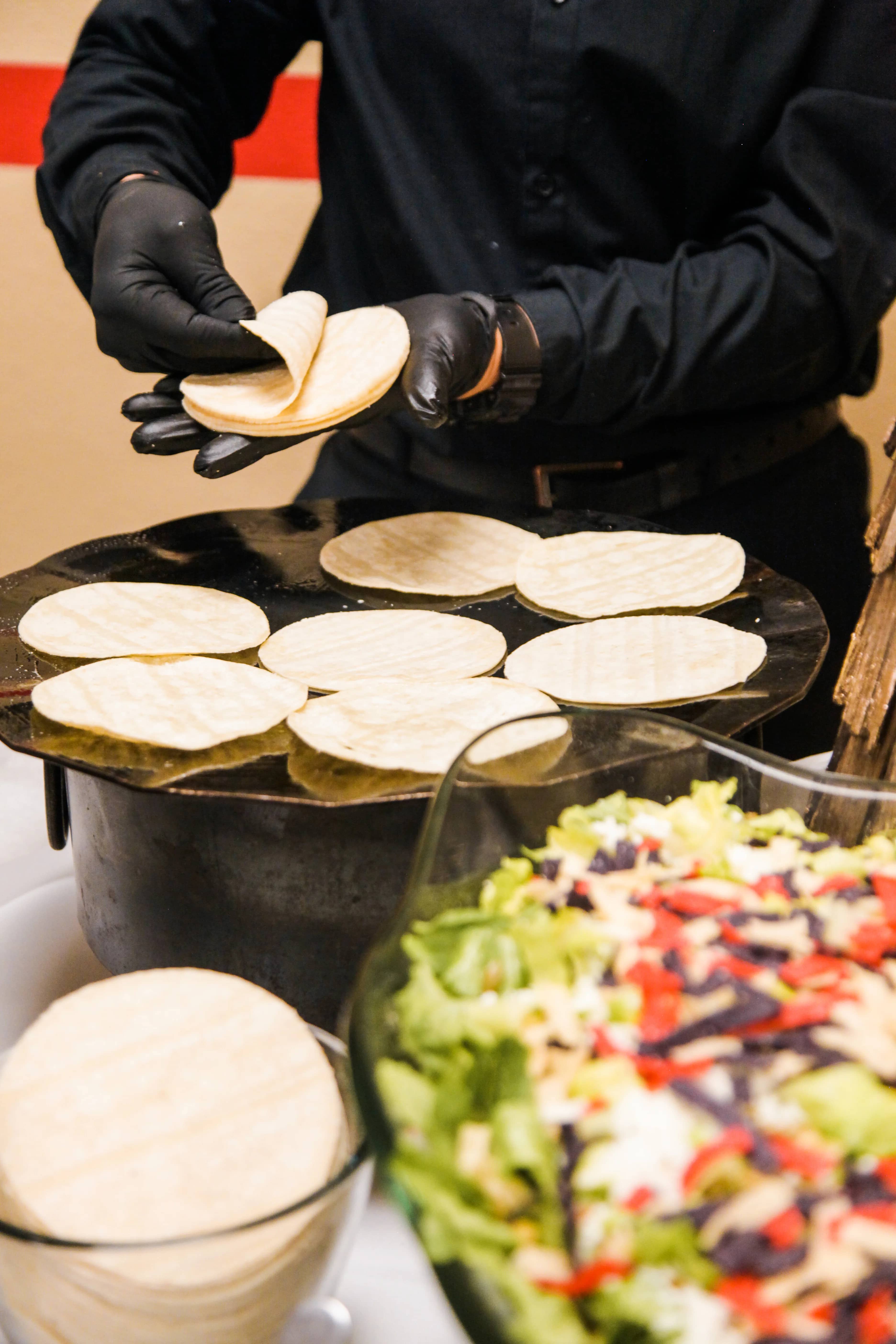 Serving Tortillas in Irvine - Top Hat Catering